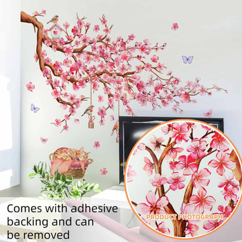 MS9025 autocolant de perete PVC – plante și flori, stil graffiti, set de 2 bucăți, pentru living și dormitor, decor modern minimalist