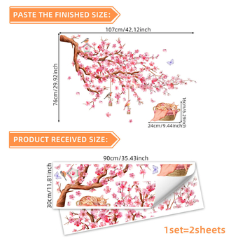 MS9025 autocolant de perete PVC – plante și flori, stil graffiti, set de 2 bucăți, pentru living și dormitor, decor modern minimalist