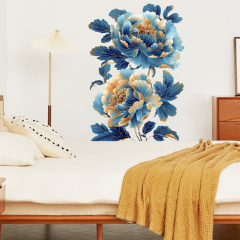 Set de autocolante decorative pentru perete cu motiv floral, PVC, 2 bucăți, potrivit pentru living, dormitor, birou, hol, stil modern minimalist