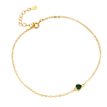 Brățară de gleznă cu inimă și zirconiu din argint 925 - Bijuterie feminină simplă (Material: Argint 925; Piatră: Zirconiu; Design: Inimă; Stil: Simplu; Brand: OMID/OMIDA)