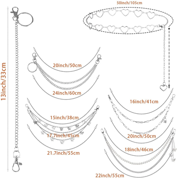 Колан за талия с метална верига, хип-хоп стил, унисекс за младежи, двойни халки, подходящ за лято/пролет/есен