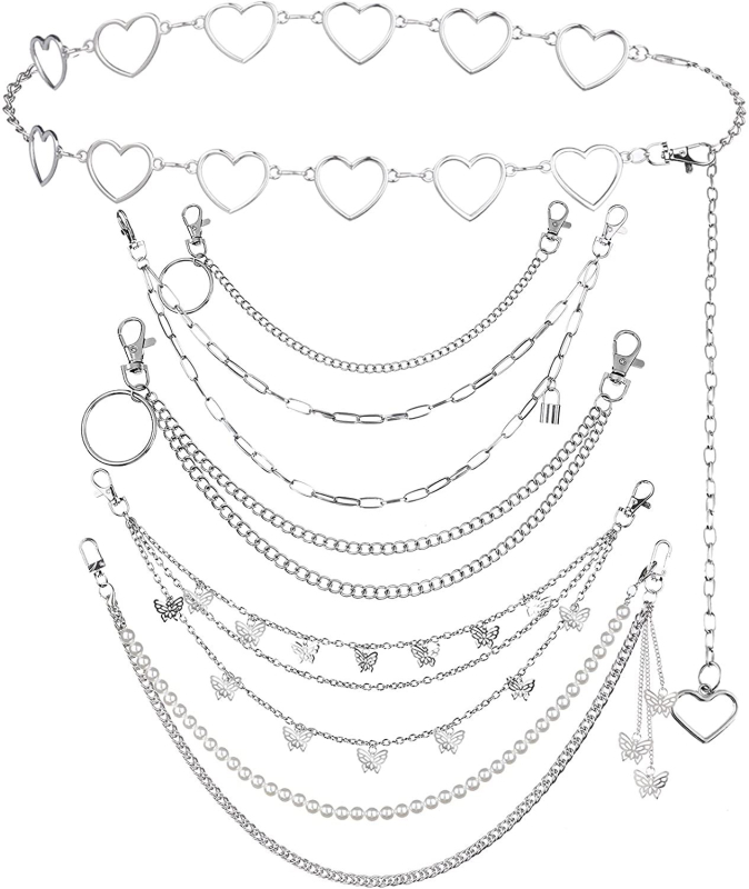 Колан за талия с метална верига, хип-хоп стил, унисекс за младежи, двойни халки, подходящ за лято/пролет/есен