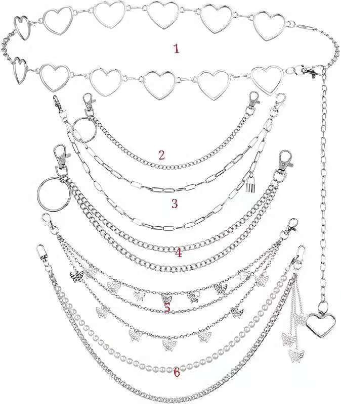 Колан за талия с метална верига, хип-хоп стил, унисекс за младежи, двойни халки, подходящ за лято/пролет/есен