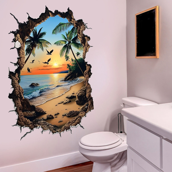 Стенни стикери със ботаничен мотив, PVC, 2 части, самозалепващи, декоративни и с флуоресценция за хол, спалня, кабинет, баня