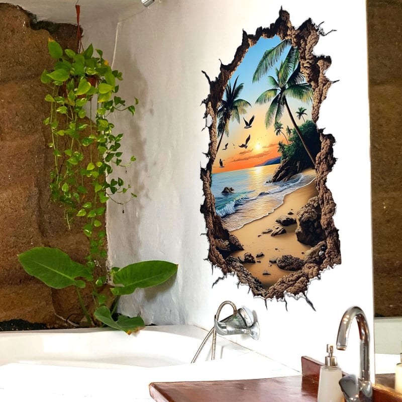 Стенни стикери със ботаничен мотив, PVC, 2 части, самозалепващи, декоративни и с флуоресценция за хол, спалня, кабинет, баня