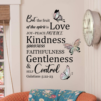 Стикер за стена с пеперуда и проста английска фраза, PVC, самозалепващ, модерен минималистичен стил, 1 брой, за всекидневна, спалня и ресторант