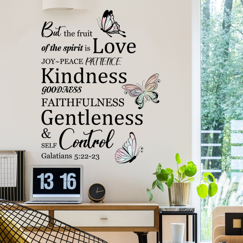 Стикер за стена с пеперуда и проста английска фраза, PVC, самозалепващ, модерен минималистичен стил, 1 брой, за всекидневна, спалня и ресторант