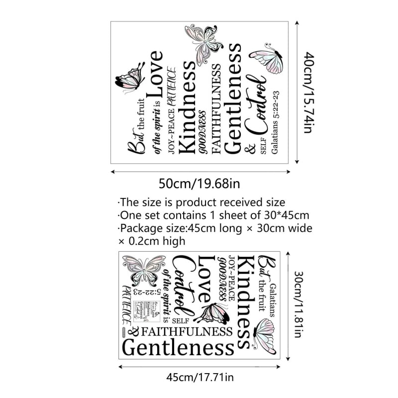 Стикер за стена с пеперуда и проста английска фраза, PVC, самозалепващ, модерен минималистичен стил, 1 брой, за всекидневна, спалня и ресторант