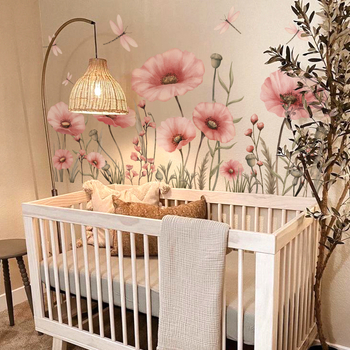 Стикер за стена PVC – флорални мотиви, две части, graffiti стил, за дневна, спалня и кабинет, модерен минималистичен плосък дизайн