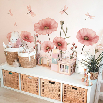 Стикер за стена PVC – флорални мотиви, две части, graffiti стил, за дневна, спалня и кабинет, модерен минималистичен плосък дизайн