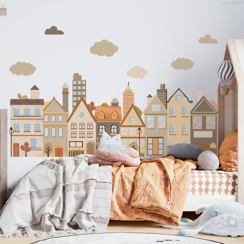 Стенен стикер с флорални мотиви, PVC, 1 бр., самозалепващ, графити стил, за хол, спалня и кабинет