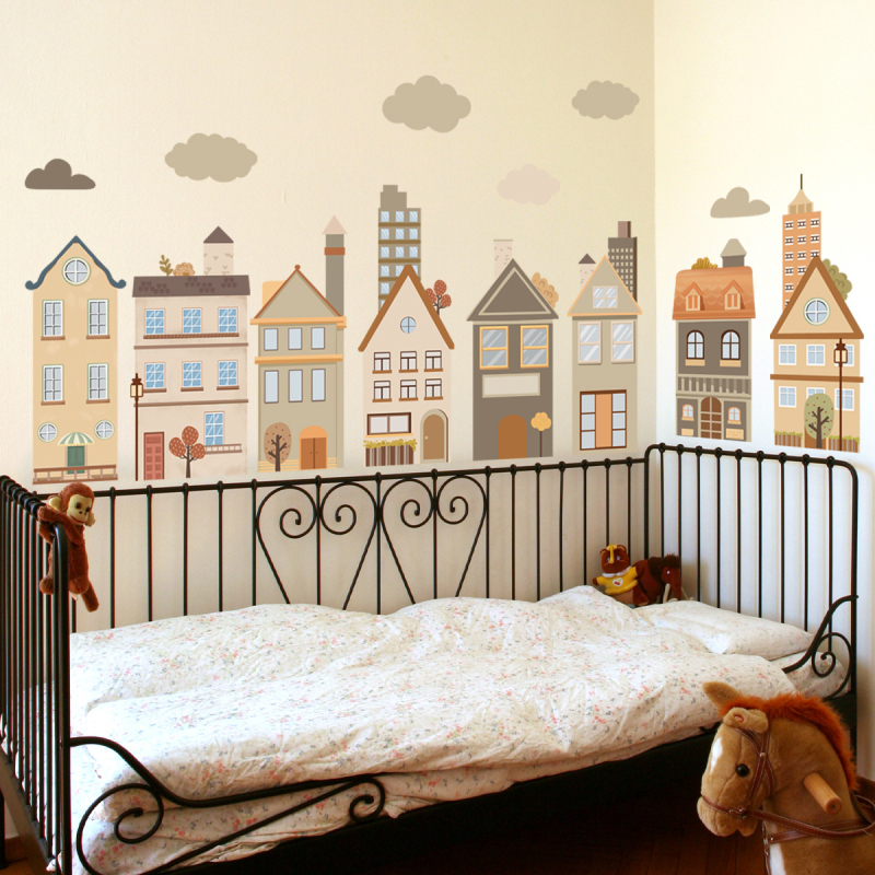 Стенен стикер с флорални мотиви, PVC, 1 бр., самозалепващ, графити стил, за хол, спалня и кабинет