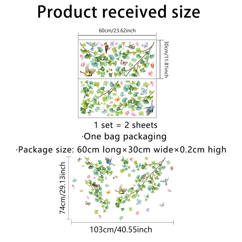 Стенни стикери - Модерен минимализъм, PVC, Растения и цветя, 2 броя, Графити стенни стикери