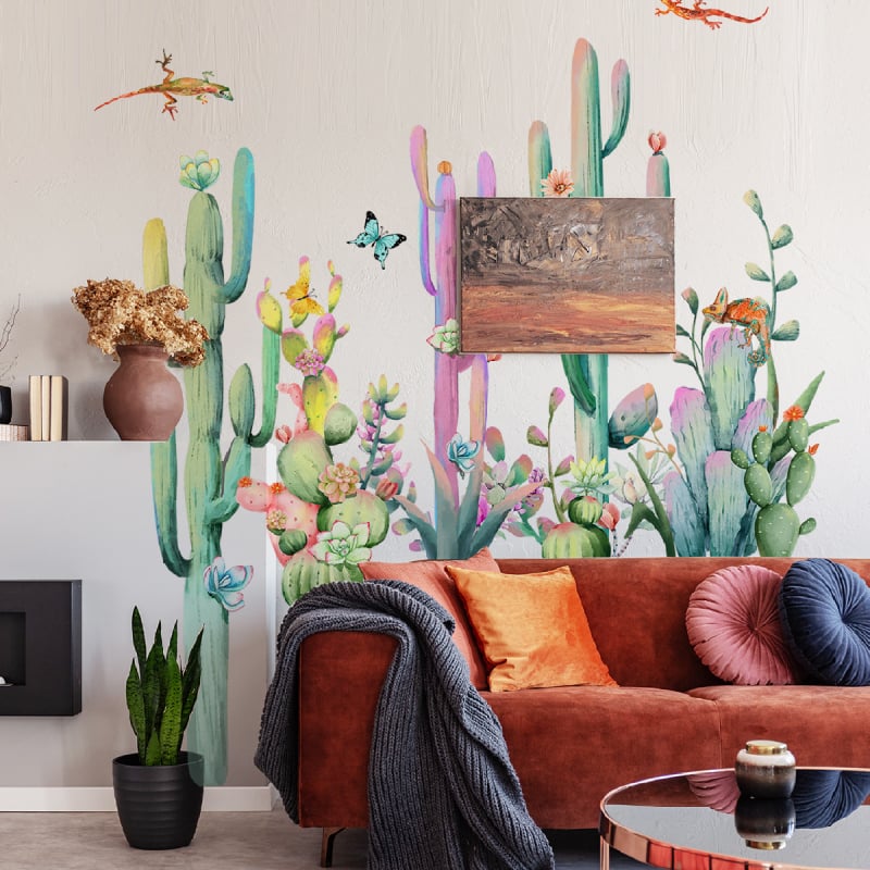 Стикер за стена Карикатурни мотиви растения (PVC материал; повече от 5 части; графити стенни стикери; стил: карикатурен, плосък)