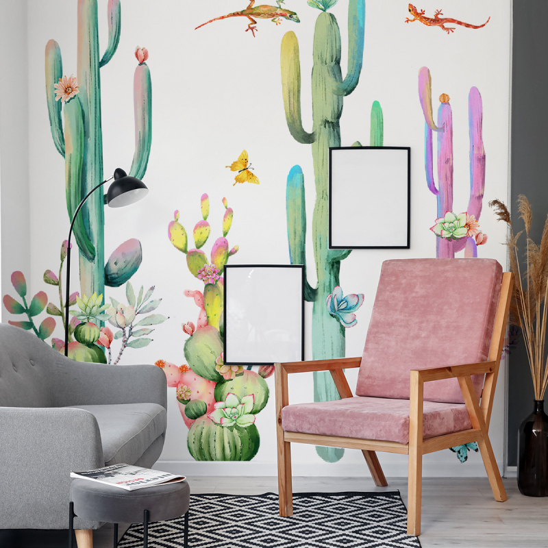 Стикер за стена Карикатурни мотиви растения (PVC материал; повече от 5 части; графити стенни стикери; стил: карикатурен, плосък)