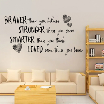 Самозалепващ стенен стикер с английска фраза — PVC, едно парче, за дневна, спалня и антре, стил карикатура, плосък декоративен стенен стикер