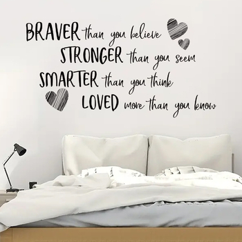 Самозалепващ стенен стикер с английска фраза — PVC, едно парче, за дневна, спалня и антре, стил карикатура, плосък декоративен стенен стикер