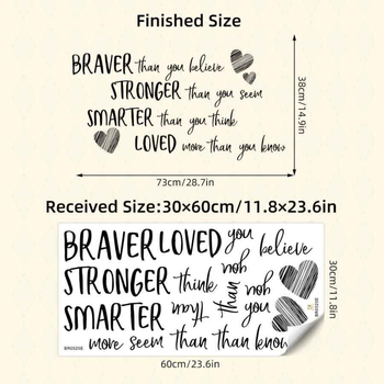 Самозалепващ стенен стикер с английска фраза — PVC, едно парче, за дневна, спалня и антре, стил карикатура, плосък декоративен стенен стикер