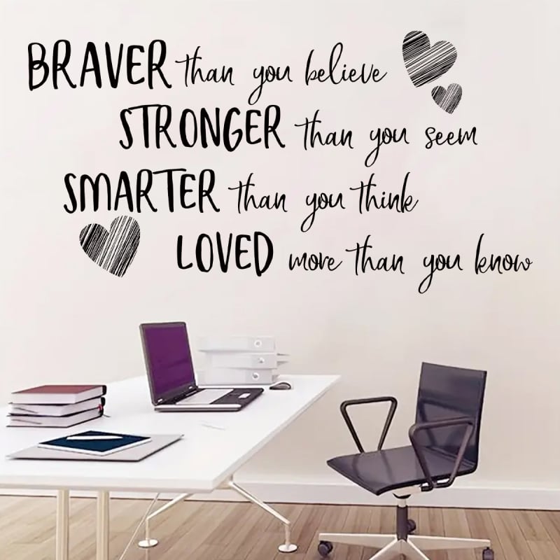 Самозалепващ стенен стикер с английска фраза — PVC, едно парче, за дневна, спалня и антре, стил карикатура, плосък декоративен стенен стикер