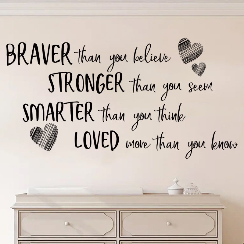 Самозалепващ стенен стикер с английска фраза — PVC, едно парче, за дневна, спалня и антре, стил карикатура, плосък декоративен стенен стикер