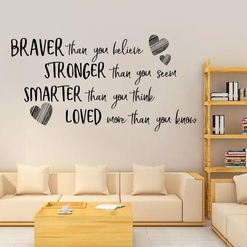 Самозалепващ стенен стикер с английска фраза — PVC, едно парче, за дневна, спалня и антре, стил карикатура, плосък декоративен стенен стикер