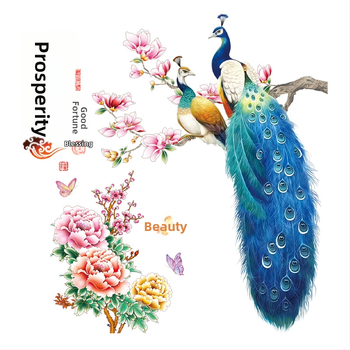 Стенно стикер - PVC водоустойчив декор със мотив павлин за хол и спалня, един брой