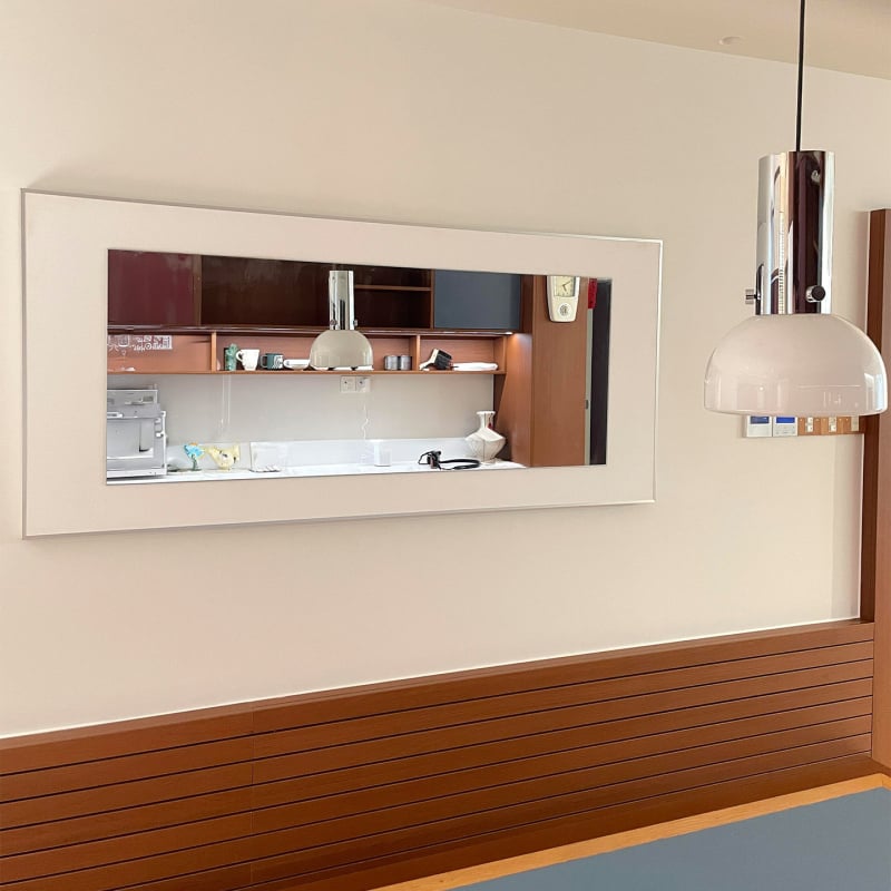 Френски стил от средата на века — огледало за стена, рамково, дървена рамка, абстрактна декоративна картина за ресторант