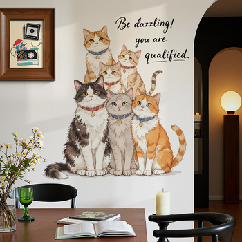 Стенен стикер (PVC; водоустойчив и декоративен; карикатурни животни; 1 бр.; за дневна, спалня и баня)