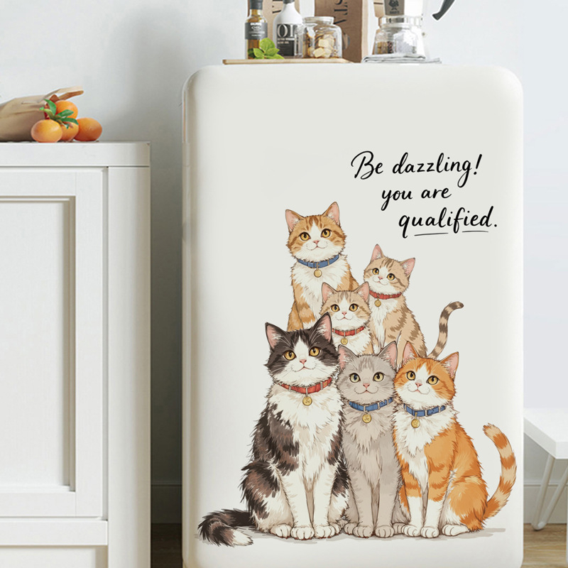 Стенен стикер (PVC; водоустойчив и декоративен; карикатурни животни; 1 бр.; за дневна, спалня и баня)