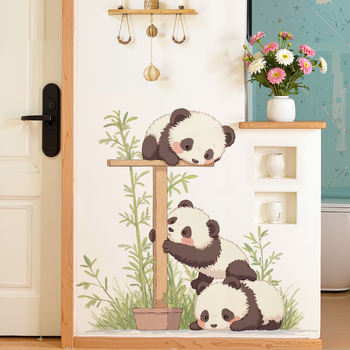 PVC стенен стикер Panda – водоустойчив декоративен стикер с карикатура за детска стая, кабинет, дневна и баня; 1 бр.; стил карикатура, плосък дизайн