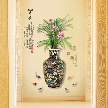 Самозалепващ стенен стикер - Ретро китайски стил, фон за хол и антре, PVC материал, модел 20994066532, 1 бр., водоустойчив