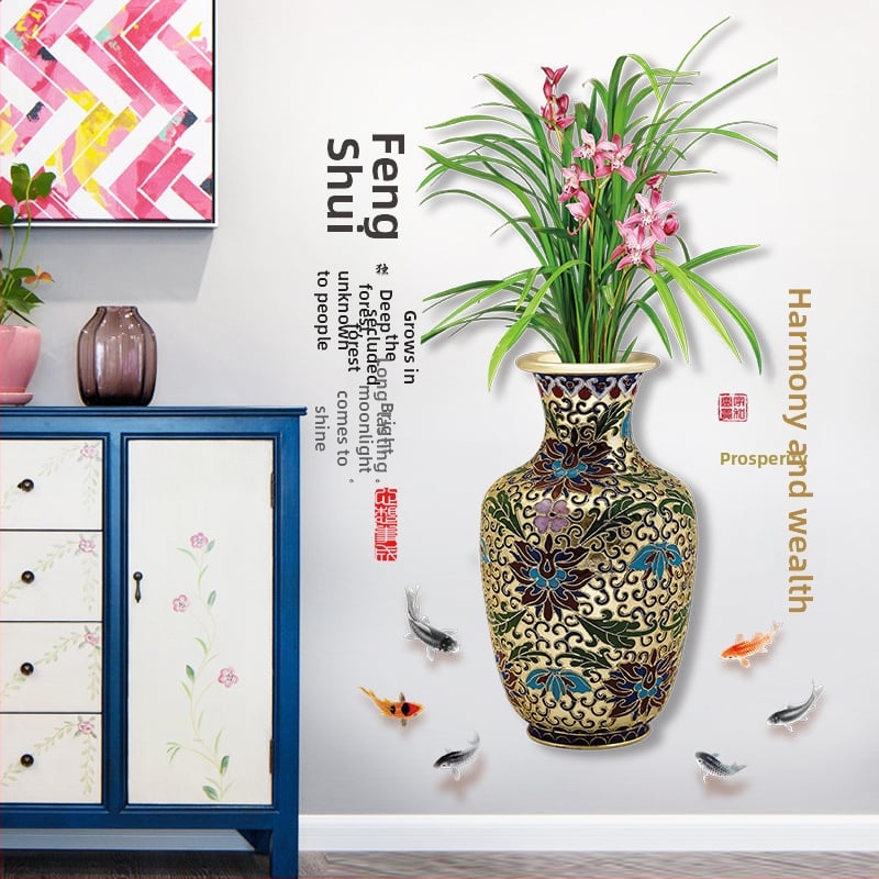 Самозалепващ стенен стикер - Ретро китайски стил, фон за хол и антре, PVC материал, модел 20994066532, 1 бр., водоустойчив