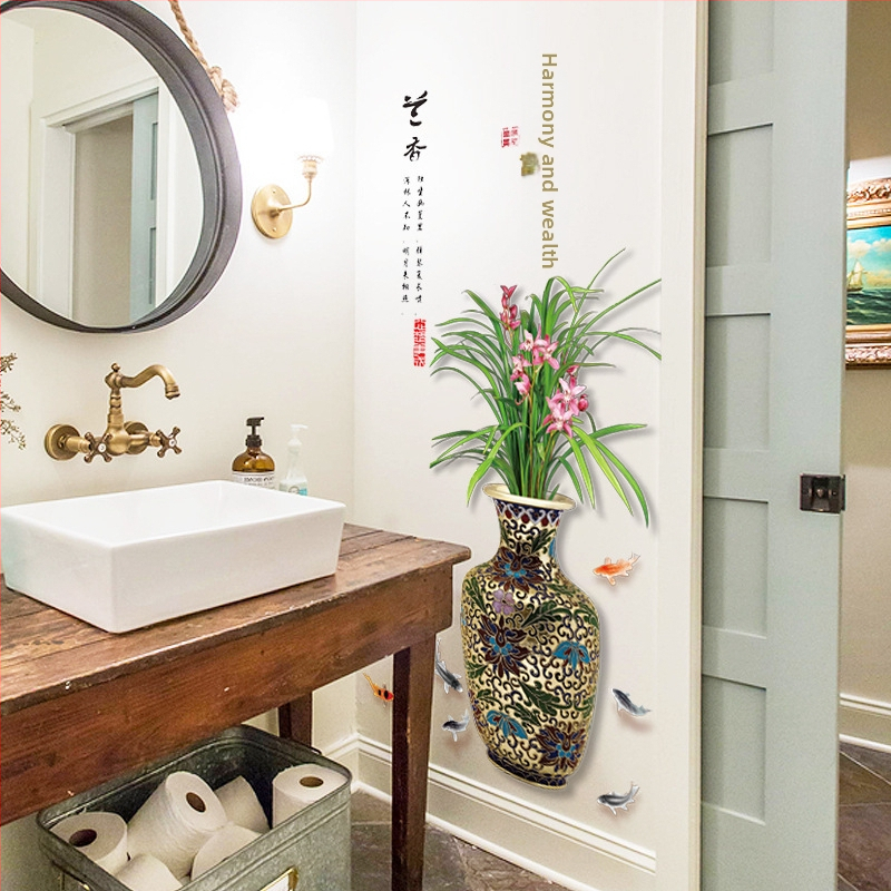 Самозалепващ стенен стикер - Ретро китайски стил, фон за хол и антре, PVC материал, модел 20994066532, 1 бр., водоустойчив