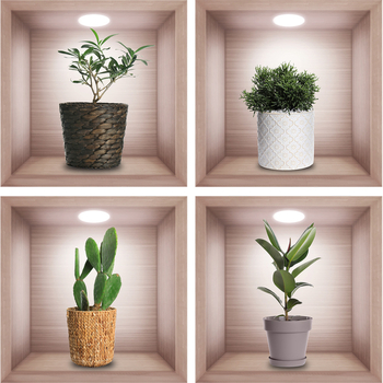 Стенно стикер за украса – PVC, водоустойчив, растителен модел, DEOWUU, 2 броя, за дневна и спалня