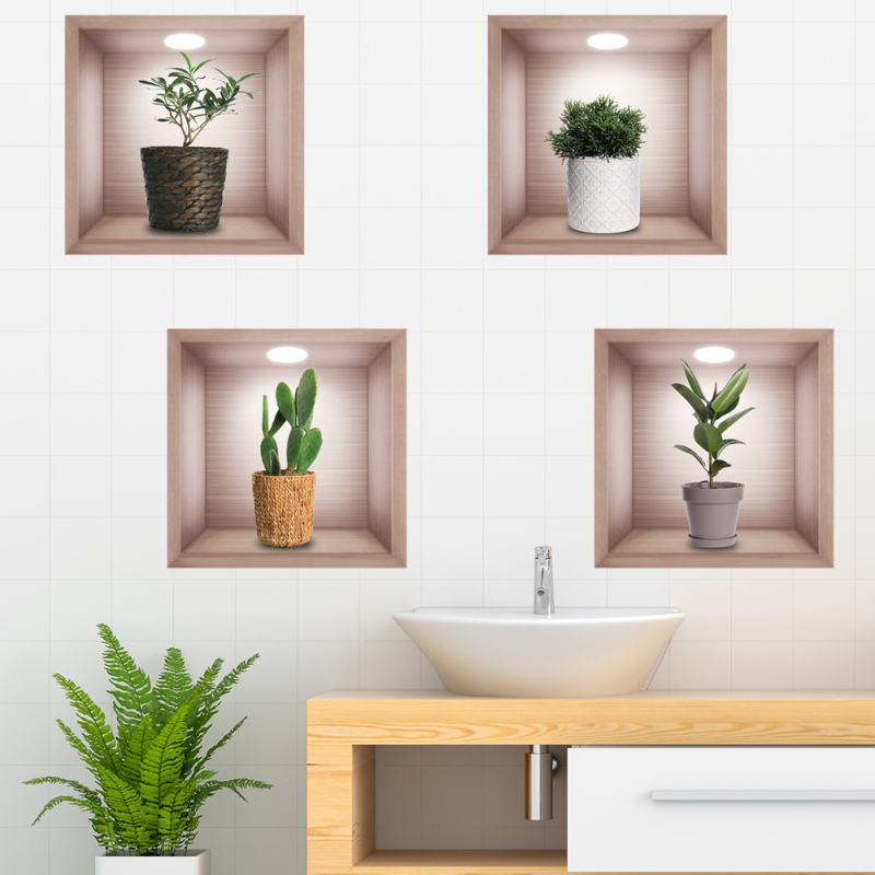 Стенно стикер за украса – PVC, водоустойчив, растителен модел, DEOWUU, 2 броя, за дневна и спалня