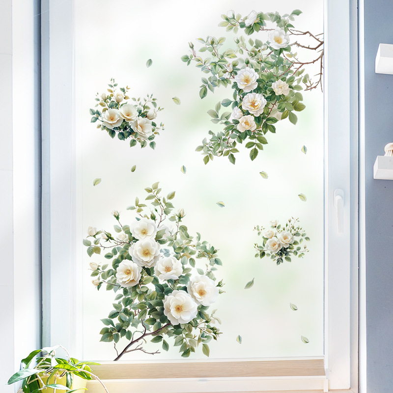 PVC стенен стикер: растения и цветя, водоустойчив, сваляем, 1 парче, за дневна, спалня и кабинет