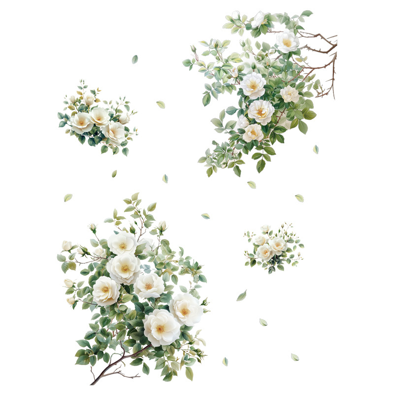 PVC стенен стикер: растения и цветя, водоустойчив, сваляем, 1 парче, за дневна, спалня и кабинет