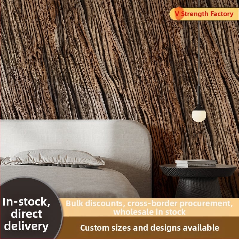 Тапет за стени, дървесен модел с възли, PVC материал, самозалепващ, марка Bvl, стил лайт лукс