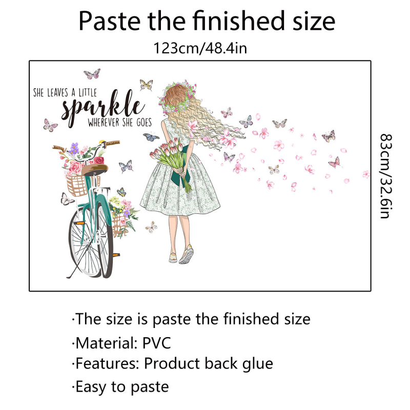 Стенен стикер: Карикатура — момиче с пеперуда – PVC, водоустойчив, модел 60682086, за дневна, спалня, кабинет, антре
