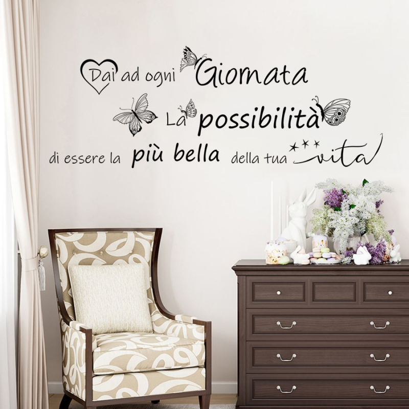 ZN3936E Autocolant de perete cu fluture italian, autoadeziv, PVC, rezistent la apă, pentru living, dormitor, hol, stil modern minimalist, 1 bucată