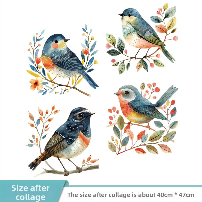 Autocolant de perete din PVC, impermeabil, plat, pentru living și dormitor, cu plante, flori și animale drăguțe