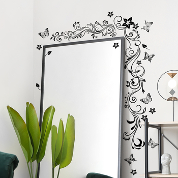 Autocolant de perete PVC - model cu plante și flori, autocolant de perete graffiti, stil modern minimalist (1 bucată)