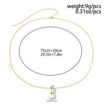 Lant talie pentru corp cu perle artificiale și ciucuri din zirconiu — fier, lanț simplu, lungimi 60–80 cm / 80–100 cm / 100 cm, personalizare disponibilă