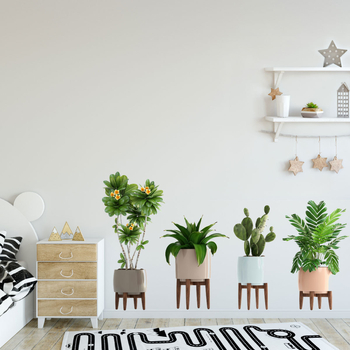 Y1736 Decaluri de perete pliabile cu plante — PVC, graffiti pe pereți, stil Nordic, pentru living, dormitor și birou