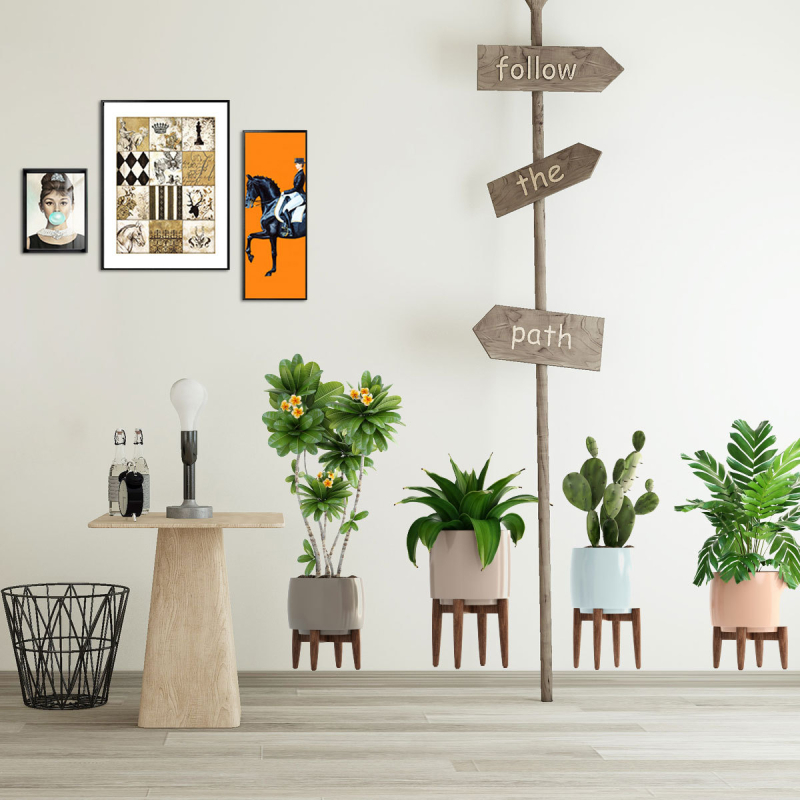 Y1736 Decaluri de perete pliabile cu plante — PVC, graffiti pe pereți, stil Nordic, pentru living, dormitor și birou