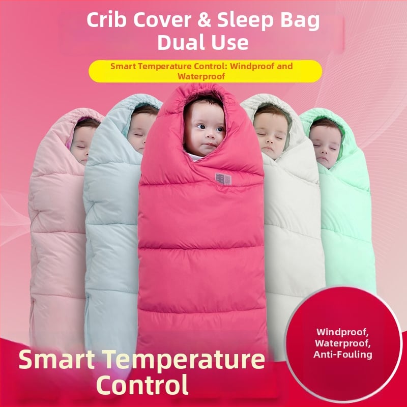 Sac de dormit pentru sugari și copii, toamnă-iarna gros (fermoar cu două sensuri; umplere: down cotton; căptușeală: polar fleece; material: poliester; temperatură constantă)