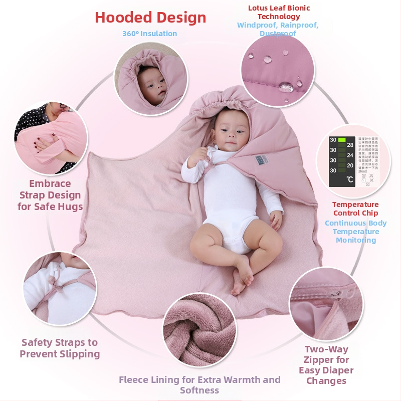 Sac de dormit pentru sugari și copii, toamnă-iarna gros (fermoar cu două sensuri; umplere: down cotton; căptușeală: polar fleece; material: poliester; temperatură constantă)