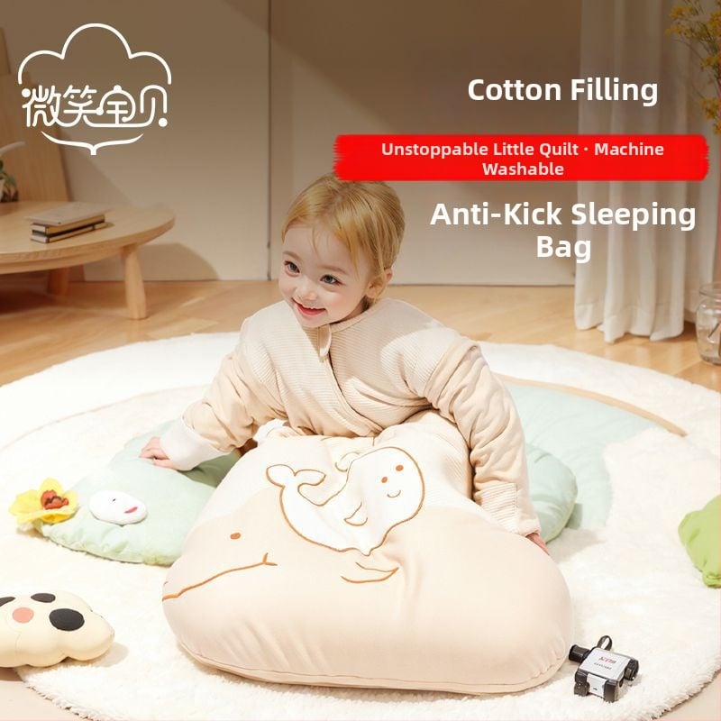 Sac de dormit pentru bebeluși cu anti-kick quilt, 100% bumbac, umplutură din bumbac