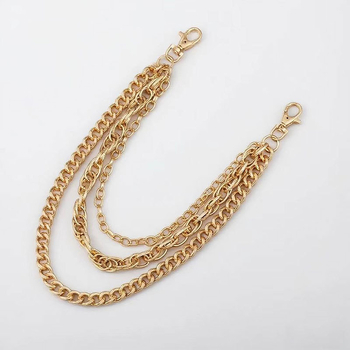 Lant de talie cu design multistrat, stil hip-hop, metal, unisex, cu bucle de curea duble