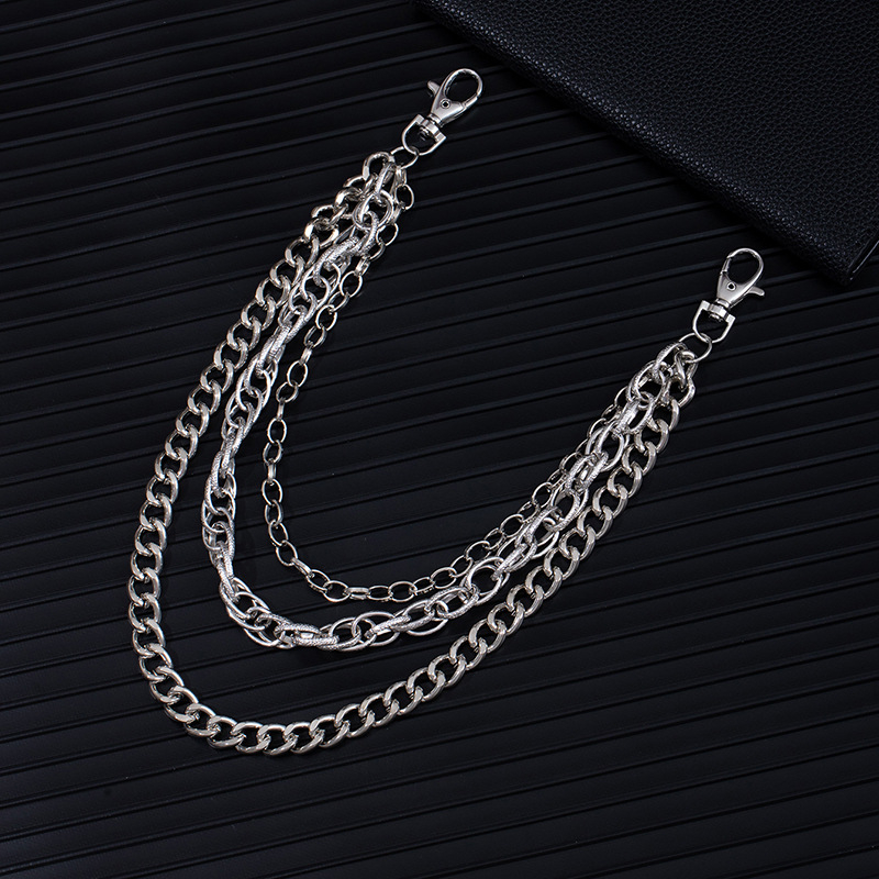 Lant de talie cu design multistrat, stil hip-hop, metal, unisex, cu bucle de curea duble